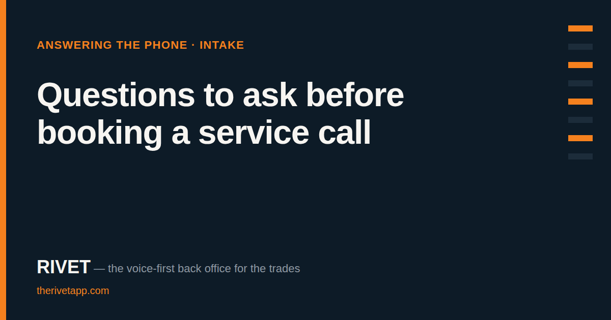 Title card: Questions to ask before booking a service call.
