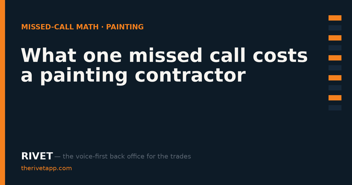 Title card: What one missed call costs a painting contractor — Rivet's missed-call math series for painting contractors.