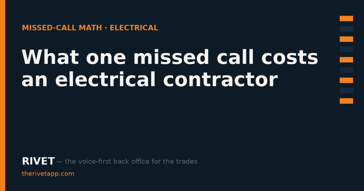 Title card: What one missed call costs an electrical contractor — Rivet's missed-call math series for electricians.